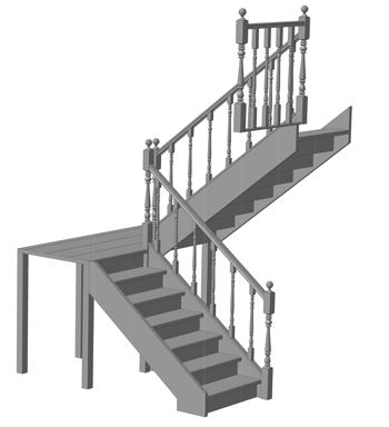 деревянная лестница с площадкой поворот на 180