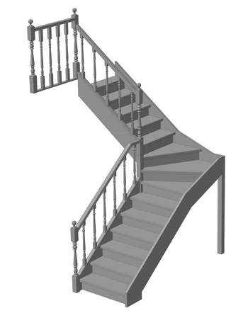 деревянная лестница с поворотными ступенями на 90
